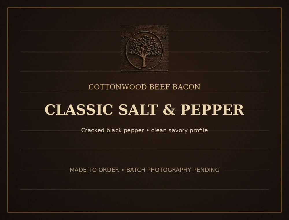 Classic Salt & Pepper Beef Bacon — Cottonwood beef bacon flavor artwork